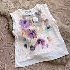 NWT Zara Watercolor Floral Top, Size M